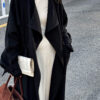 588004979 New Over-the-Knee Mid-Length Drawstring Linen Cotton Trench Coat