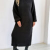 590829144 Loose Casual Long Dress High Neck Turn-down Collar Sweater Dress Without Beltì