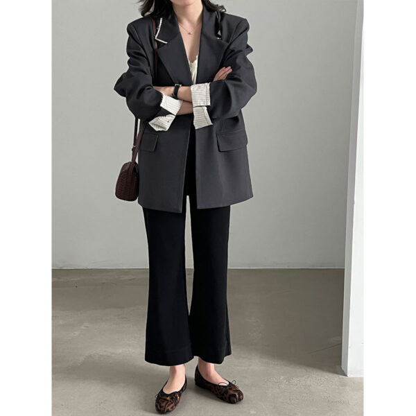 Chic Color-Blocking Raw Edge Notch Lapel Blazer
