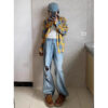 Retro Yellow Plaid Long Sleeve Shirt Jacket for Women