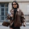 Women's Elegant Suit Collar Loose Leather Coat