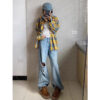 Retro Yellow Plaid Long Sleeve Shirt Jacket for Women