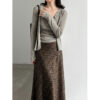 Lace Trim Knit Two-Piece Set V-Neck Crop Top + Elegant Fitted Cardigan
