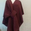 Faux Fur Collar Pom Pom Knitted Cardigan Cape