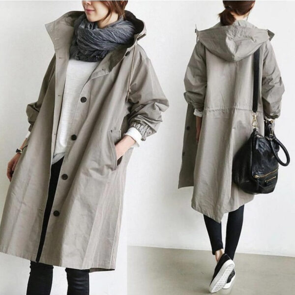 5afefff9-373f-423d-973a-10a62172db01.jpg Casual Style Windbreaker Women's Mid-Length Waist Long-Sleeved Jacket