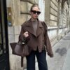 Loose Double Buckle Lapel Long Overcoat Outerwear
