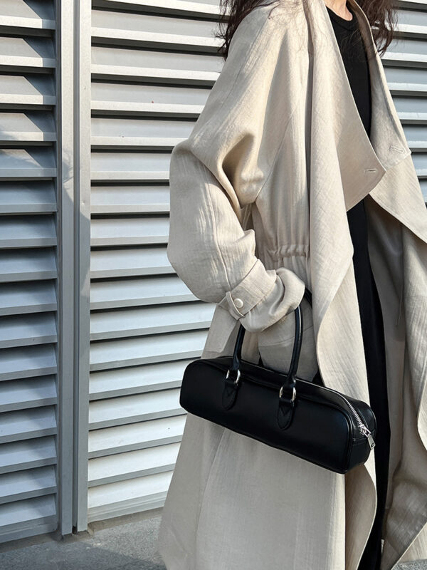588004980 New Over-the-Knee Mid-Length Drawstring Linen Cotton Trench Coat