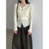 Lace Trim Knit Two-Piece Set V-Neck Crop Top + Elegant Fitted Cardigan