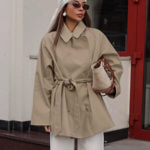 7479c3b4-4a91-4f59-8838-cafccfb75827.jpg Trench Coat Women's Long Khaki Workwear Lace-up Long Sleeve Coat