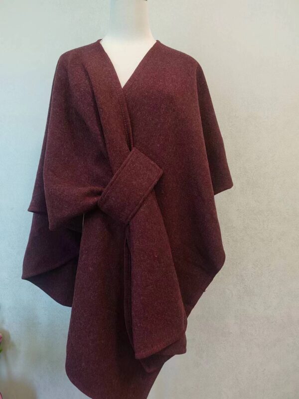 Faux Fur Collar Pom Pom Knitted Cardigan Cape