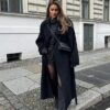 Loose Double Buckle Lapel Long Overcoat Outerwear