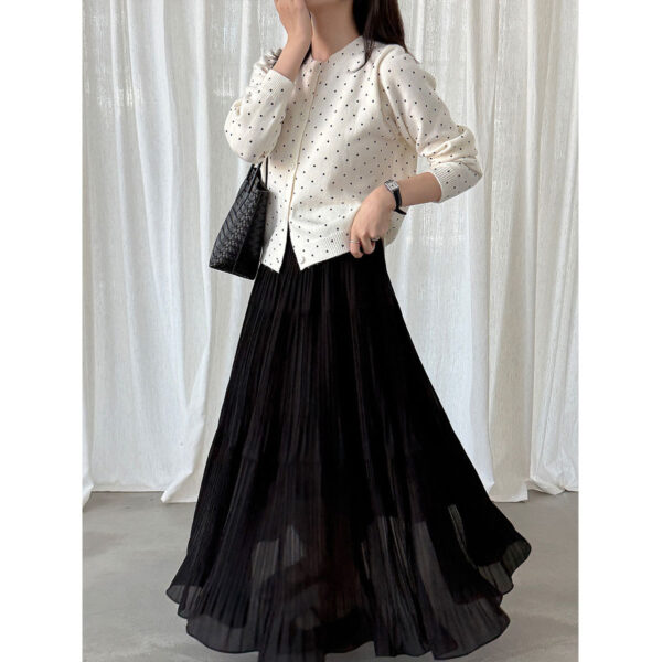 Lace West  Polka Dot Knit Cardigan