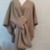 Faux Fur Collar Pom Pom Knitted Cardigan Cape