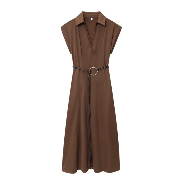 590828040 Women's autumn dress with belt and flute