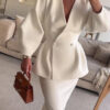 Ruffled V-neck Coat & Long Skirt Suit