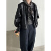 Retro PU Stand Collar Short Versatile Leather Coat