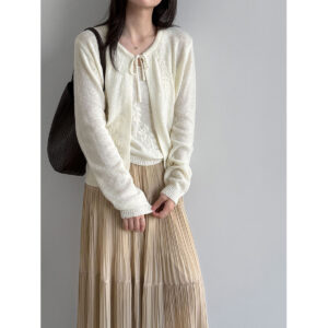 Autumn New Knitwear Set with Tie-Up Sweater,