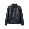 588004607 Lapel Single-Breasted Vintage Minimalist Commuter Leather Jacket