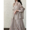 588004746 Style Pleated Shirt + Skirt Women's Casual Two-Piece Set
