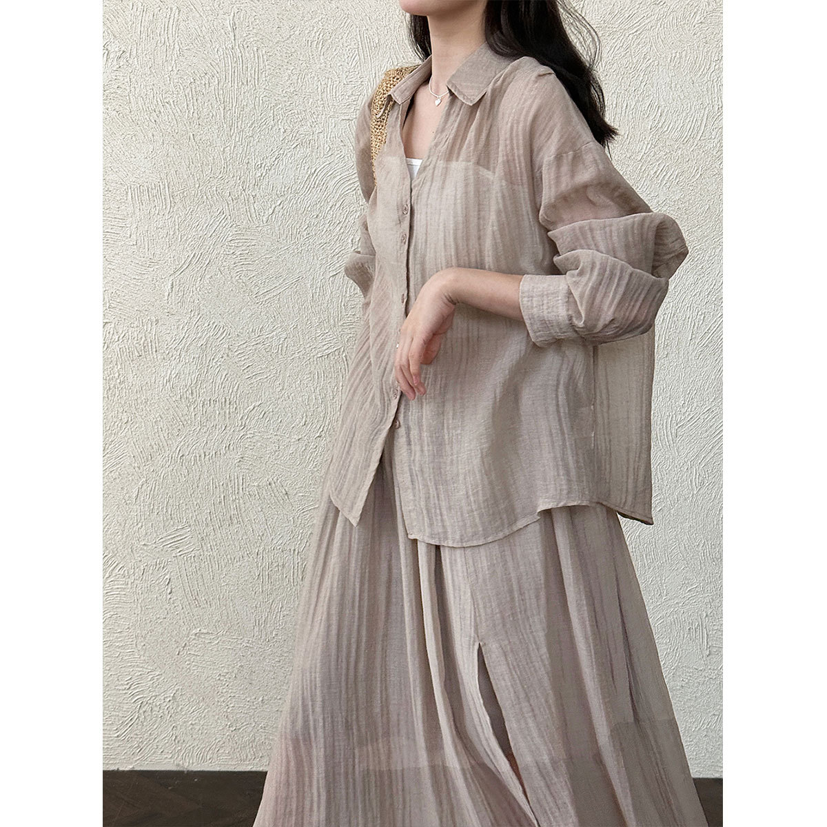 style-pleated-shirt-skirt-womens-casual-two-piece-set