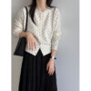 Lace West  Polka Dot Knit Cardigan