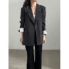 Chic Color-Blocking Raw Edge Notch Lapel Blazer