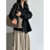 British Style Belted Waist Flip Collar Trench Coat for Elegant Chic Look