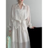 588004747 Style Pleated Shirt + Skirt Women's Casual Two-Piece Set