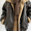 Retro Neutral Maillard Lamb Fur Coat Loose Leather Jacket Coat