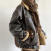 Retro Neutral Maillard Lamb Fur Coat Loose Leather Jacket Coat