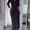 Deep V Long Sleeve Bodycon Dress
