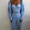 Pieces Fashion Women Suits Peaked Lapel Double Breasted Jack