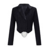 aac74cec-e025-4d9e-80a8-82d4d2eacc31.jpg Black Backless Beaded Cropped Blazer & High Waist Pants Set
