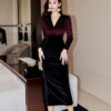 ac4b7a4e-9a70-48e1-acb4-2e64bb0249f6.jpg Velvet Dress Women's Long Sleeve Waist V Neck