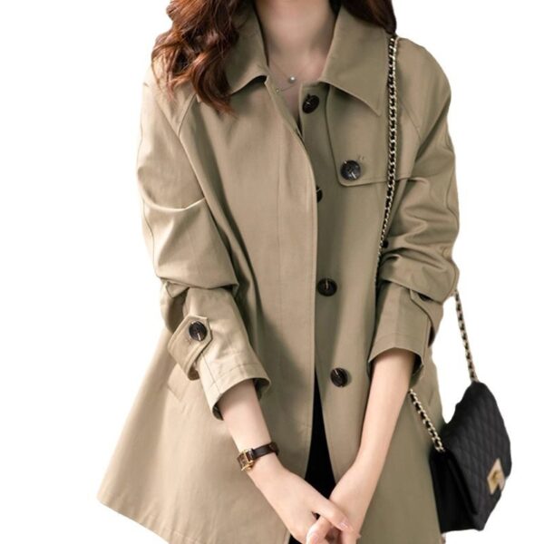 b25717e6-226b-4163-a15f-b66ed3a12b3f.jpg British Style Short Trench Coat Textured Spring And Autumn Women's Clothing