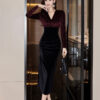 c03cba00-0e02-4038-9a52-3b7a4e3bb7b4.jpg Velvet Dress Women's Long Sleeve Waist V Neck