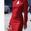 Banquet Party High-neck Long-sleeve Slim-fit Slimming Dress