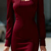 Banquet Party High-neck Long-sleeve Slim-fit Slimming Dress
