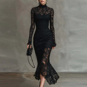 Luxury Elegant Long-Sleeve Bodycon Long Party Dress Autumn And Winter