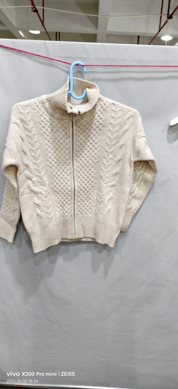 Thick Cashmere Women High Neck Zipper Sweater Cardigan