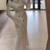 Swing Collar Long Sleeve Jacquard Dress