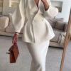 Ruffled V-neck Coat & Long Skirt Suit