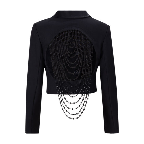 ee033881-0c49-4e25-a80c-7af4d7a6ae95.jpg Black Backless Beaded Cropped Blazer & High Waist Pants Set