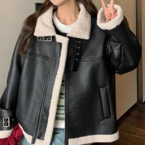 Motorcycle Clothing Coat Lamb Winter Loose