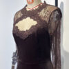 Women's Solid Color Sexy Lace Trim Bodycon Midi Dress, Long Sleeve Party Dress For Spring Autumn Evenings