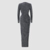Deep V Long Sleeve Bodycon Dress
