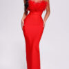 New Ostrich Fur Tube Top Dress For Women