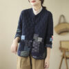 f6eb667f-e394-40ad-b24c-43c080b94c58.jpg Vintage Patch Cardigan Loose Casual Buckle Rhombus Cotton-padded Jacket
